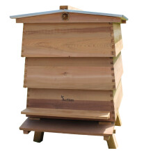 Bee WBC Cedar Beehive 3-Lift with Porch, 2 Super 1 Brood, Gabled Roof - Includes Varroa Floor & Bee Escapes, Model 21267