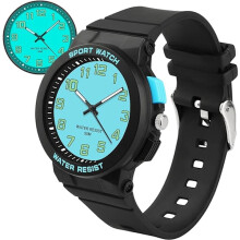 Dětské analogové hodinky s podsvícením, 37mm ciferník, vodotěsnost 5ATM