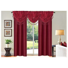 Burgundy Blackout Linen Curtains & Valance Set