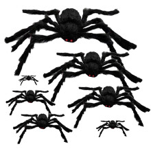 Sada černých polyesterových halloweenských dekorací s pavoukem (7 velikostí)