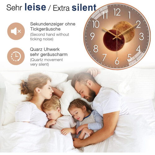 Gold Round Silent Wall Clock 30 cm 1