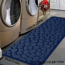 (Navy Color, 50*150cm) 1pc Thickened Pebble Bathroom Floor Mat, Quick Absorbent and Washable Foam Sponge Bathroom