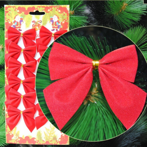 12pcs 6cm Christmas Bows Gold Silver Red Blue 1