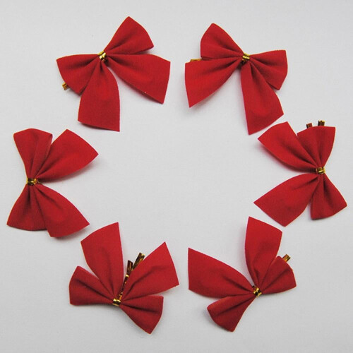12pcs 6cm Christmas Bows Gold Silver Red Blue 2