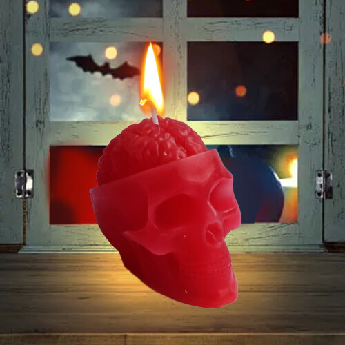 Skull Brain Duftlys Rød 68g 2