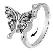 Fidget Spinner Ring for Women Crystal Butterfly Star Flower Design Stress Relief Gift Jewelry