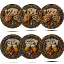 Poker Challenge Coin Set – Allin or Go Home Funny Poker Gift, 3 Color Collectible Gag Coins