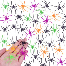 100 Pack Halloween Plastic Spiders 4 Colors Realistic Fake Spiders for Party Decor and Pranks