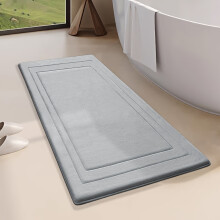 (Light Grey, 15.74x23.62in/40x60cm) 1pc Memory Foam Bath Mat Vintage Absorbent Non Slip Cushioned Rug Long Strip Floor Mat Comfort
