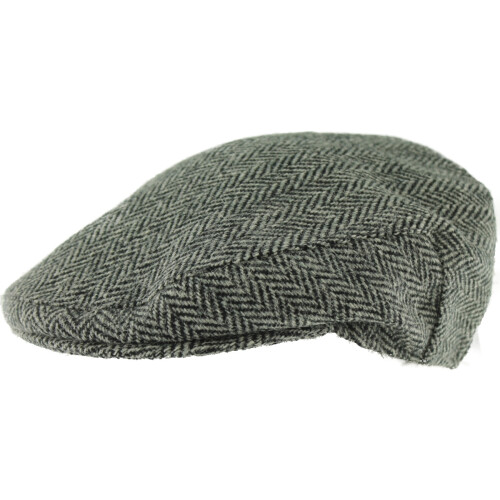(Checked 2 - Grey, XL) Boardmans Harris Tweed Flat Cap