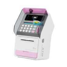 Kids ATM Savings Bank with Music and Lights, Pink Electronic Piggy Bank for Children