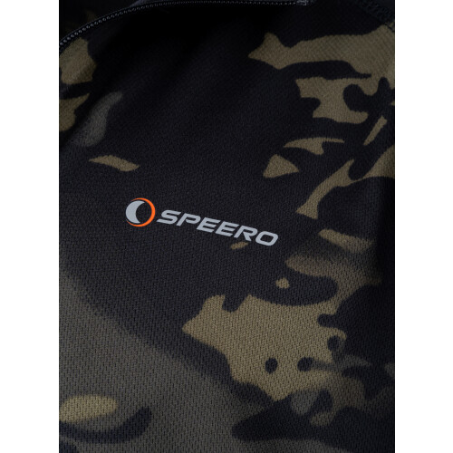 Speero SPEERO Men's Quarter Zip Armour Top, Black Cam Long Sleeve Shirt Small 1