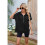 Felpe con Cappuccio Oversize da Donna con Mezza Zip, Maniche Corte, Casual, Pullover con Tasche Nero M 6