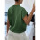Damen Rippenpullover Rundhalsausschnitt Kurzarm Lockere Passform Blumenmuster Strickpullover Tops Dunkelgrün L 3