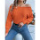 Damen Off-The-Shoulder Pullover Solid Zopfmuster Pullover Jumper Top Casual Langarm Cropped Pullover Orange Farbe M 3