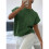 Damen Rippenpullover Rundhalsausschnitt Kurzarm Lockere Passform Blumenmuster Strickpullover Tops Dunkelgrün L 4