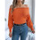 Damen Off-The-Shoulder Pullover Solid Zopfmuster Pullover Jumper Top Casual Langarm Cropped Pullover Orange Farbe M 6