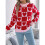 Damen Rollkragenpullover Langarm Block Süßes Herz Strick Herbst Winter Tops Rippstrick Pullover Pullover Rot L 2