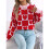 Damen Rollkragenpullover Langarm Block Süßes Herz Strick Herbst Winter Tops Rippstrick Pullover Pullover Rot L 6