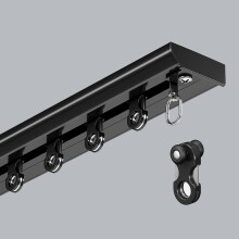 Ceiling Track Curtain Rod 1.7m Black Aluminum Adjustable Room Divider System with Smooth Roller Hooks and Easy Installation Hardware