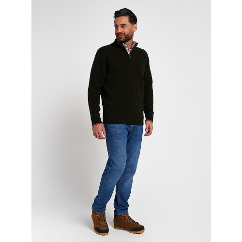 JACK PYKE Jack Pyke Ashcombe 100% Lambswool Zip Knit Jumper Pullover Deep Olive X-Large 1