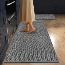 (Dark Gray, 40cmX120cm(15.7inchX47.25inch)) Imitation Sisal Pineapple Ring Pattern Kitchen Runner Rug, Washable, Suitable for Corridors