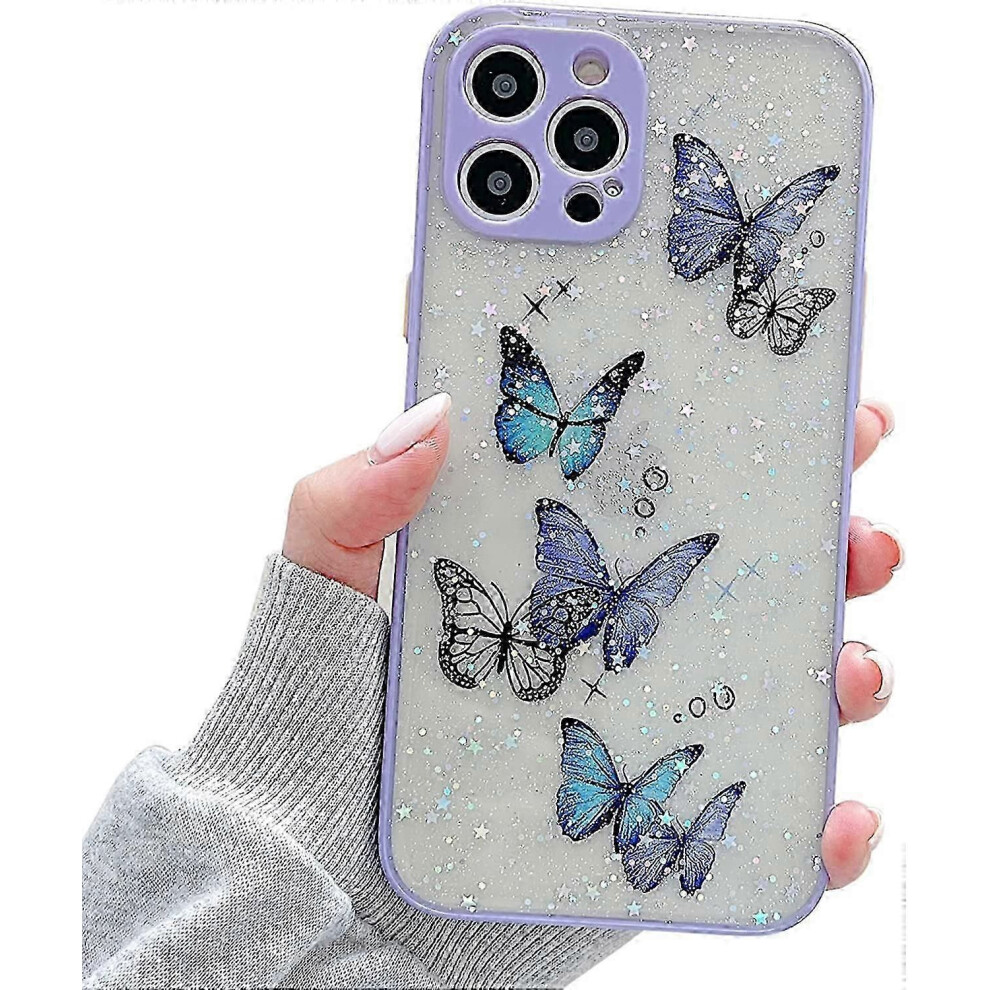 Cute Glitter Butterfly 12 Pro Max Case, Soft Tpu Clear Shockproof Cover With Full Camera Lens Protection For Women Girls 9319739681703