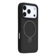 MagSafe Compatible 17 Pro Max Case with Kickstand, Carbon Fiber Texture, TPU + PC Protective Cover