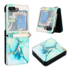 Marble Pattern Leather Case For Galaxy Z Flip5 | Protective Cover | Slim Fit Design