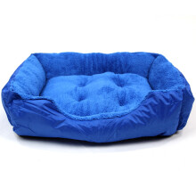Medium Blue Faux Fur Washable Deluxe Cushion Dog Bed