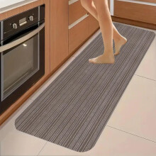 (50cmX80cm(19.68inX31.49in)) 1pc Thick 1.1Cm Kitchen Floor Mat, Gray Line Pattern Floor Mat Thickened Non-Slip Wear-Resistant