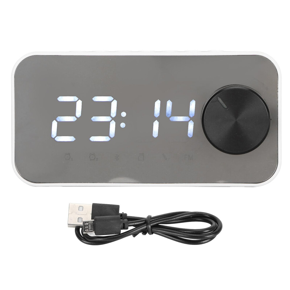 Multifunctional Wireless Bluetooth Speaker, Noise Reduction, Temperature Display, Voice Broadcast, Fm Radio, Mirror, Alarm Clock, White 9319739690453