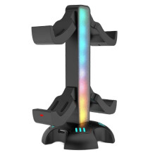 Supporto di ricarica multifunzione compatibile con illuminazione RGB regolabile e doppia funzione di