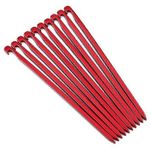 10-pack slitstarka tältpinnar i aluminium för camping, 16 cm röda pinnar