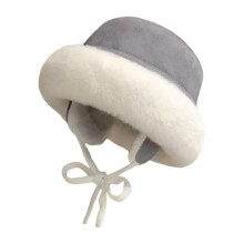 Outdoor Furry Hat Thickened Insulation Portable Foldable-Gray
