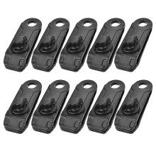 10pcs Outdoor Camping Tent Windproof Reusable Fixing -Clips Clamps Tarp Cord Buckle Tensioner Tent Black