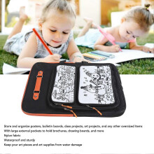 8K Kids Doodle Artwork Backpack Multi Pockets Smoothing Zipper Waterproof Nylon A3 Art Portfolio Dual Shoulder Bag Orange