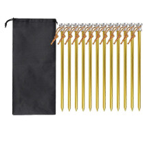 12PCS 23cm Outdoor Tent Pegs Ground Nails With Storage Bag Gold