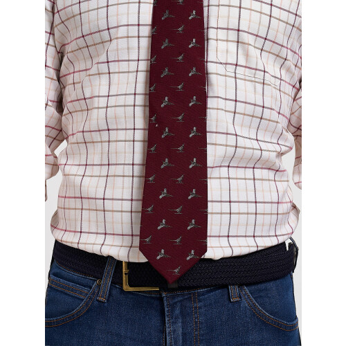 JACK PYKE JACK PYKE Pheasant Silk Tie Burgundy 1