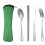 4Pcs Set Dinnerware Portable Spoon compatible fork Steak Knife Set Green 1