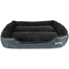 Actiaspet Extra Large Grey Faux Fur Dog Bed Waterproof