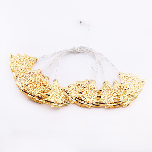 Hollow Iron Christmas Tree Lights String, Gold, 2m 1