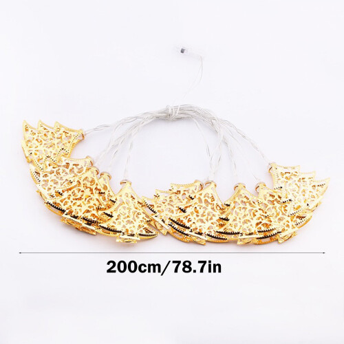 Hollow Iron Christmas Tree Lights String, Gold, 2m 2