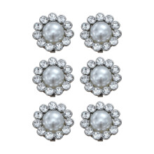 6Pcs Rhinestones Shirt Cufflinks Clip Shirt Button-Round 20MM