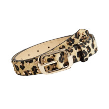 Patchworked Leopard Waistband Rivets-Leopard gold buckle