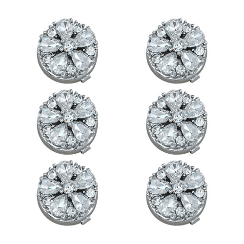 6 Stücke Hemdmanschettenknöpfe Abdeckung Strass-Blumen 15MM