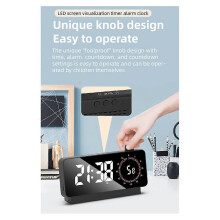 Digital Alarm Clock with Time-Meter Electronic Bedside Desk Clock with Temperature & Date Display Black