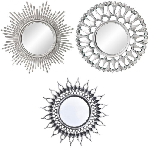 Vintage Round Wall Mirror Silver 25cm