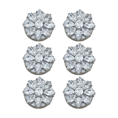 6 Stücke Hemdknopfabdeckung Strass- Sonnenblume17MM