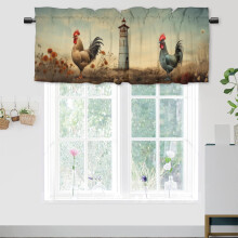 Rooster Kitchen Curtain Valance Farm Animal Floral 54x18 in